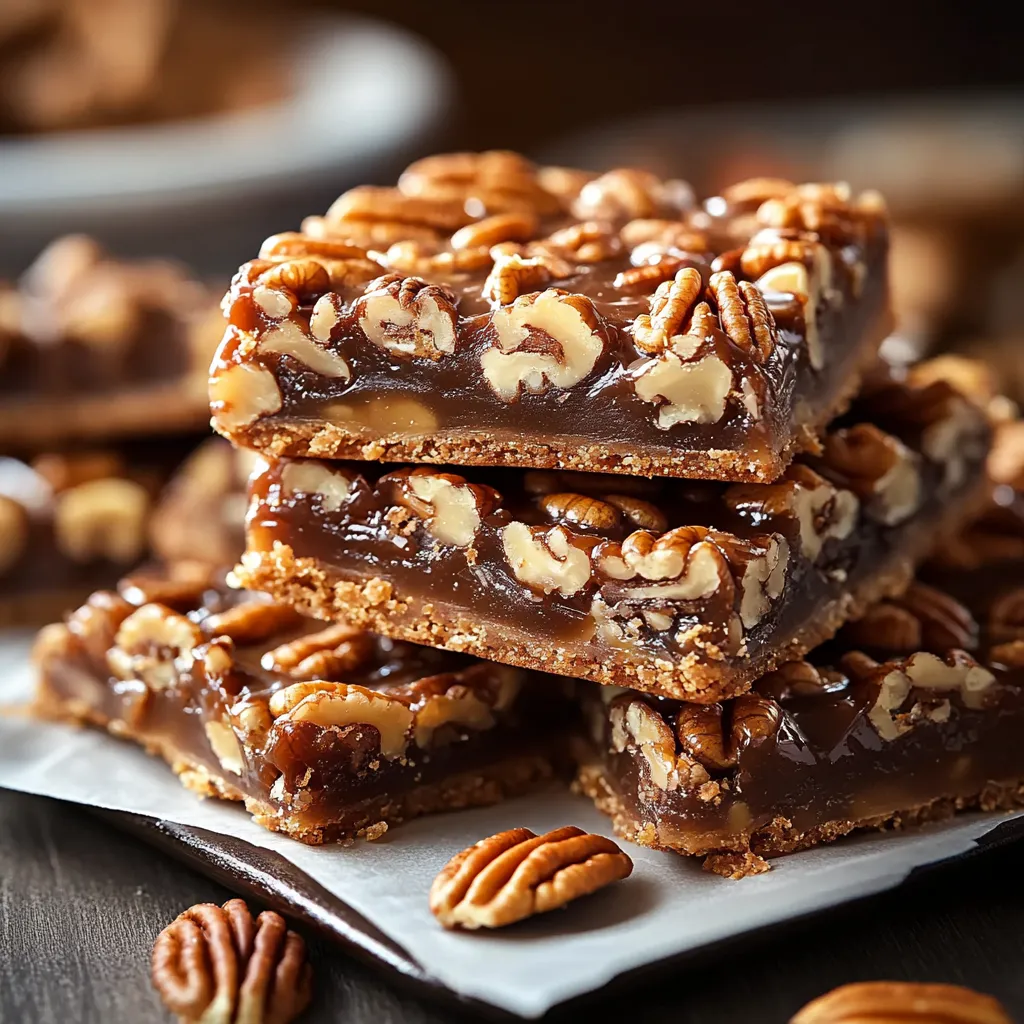 Rich pecan turtle bars layered with caramel, chocolate, and crunchy pecans for an irresistible sweet treat