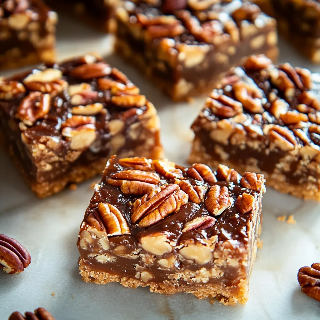Rich pecan turtle bars layered with caramel, chocolate, and crunchy pecans for an irresistible sweet treat