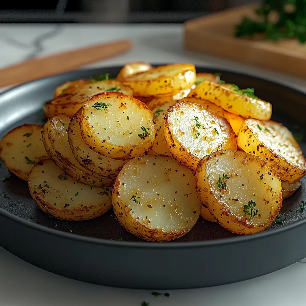 Healthy air fryer sliced potatoes, golden and delicious, ready in minutes.