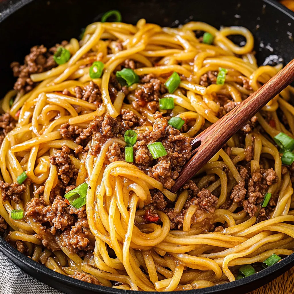 Quick Mongolian noodles with a savory sauce, easy to make and packed with delicious flavor.