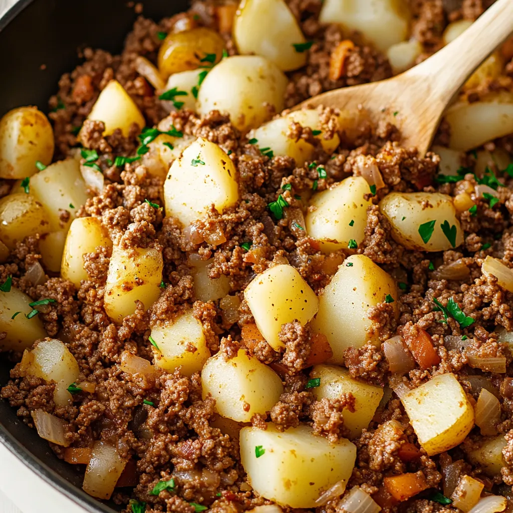 Ground beef and potatoes, a flavorful and satisfying dish for busy weeknights.