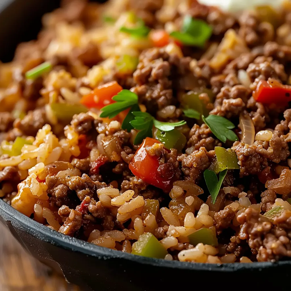 Simple ground beef and rice skillet, a quick and satisfying meal for busy nights.