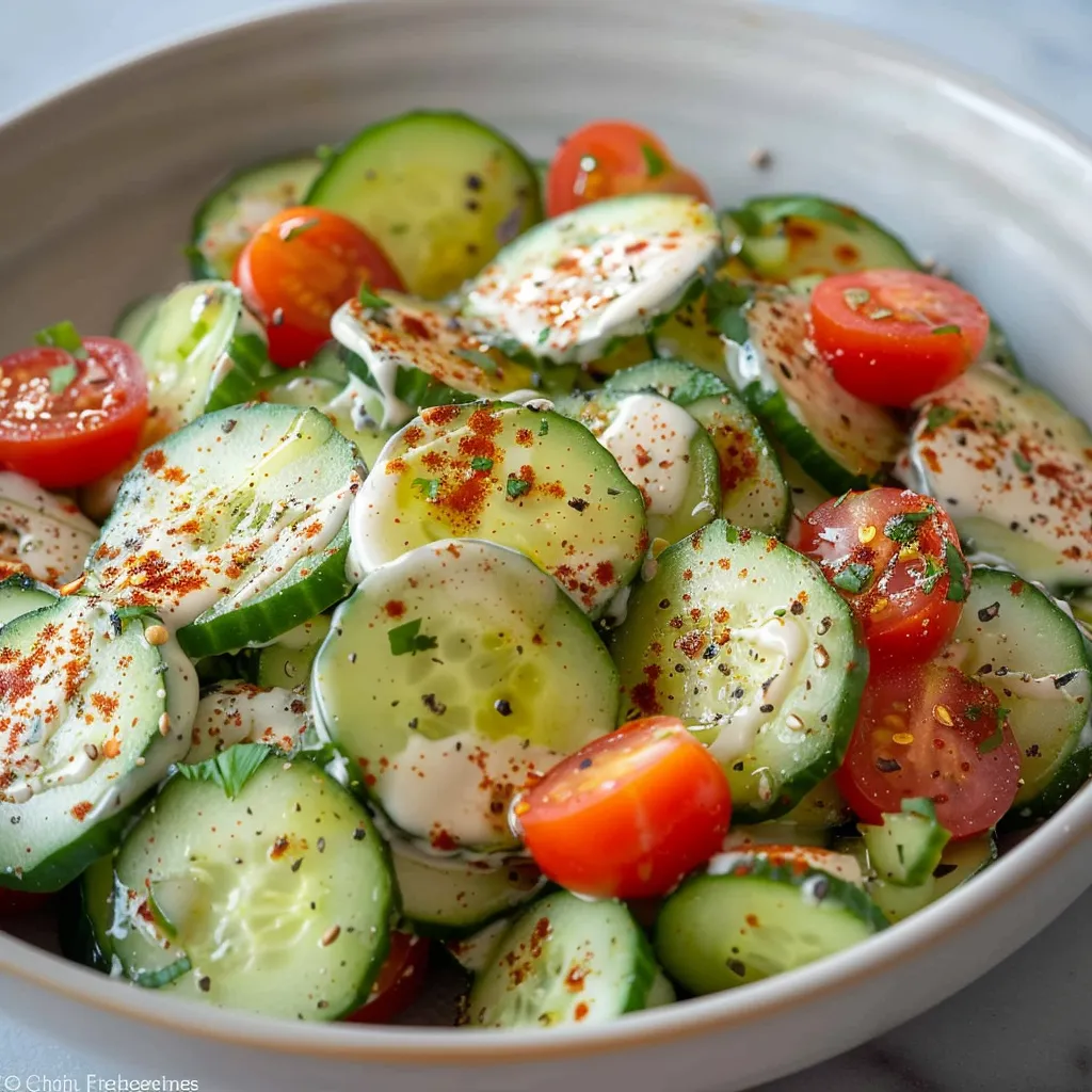 A bowl of vegetables including cucumbers, tomatoes, and peppers.