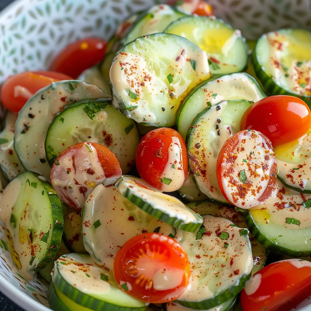 A bowl of vegetables including cucumbers, tomatoes, and zucchini.