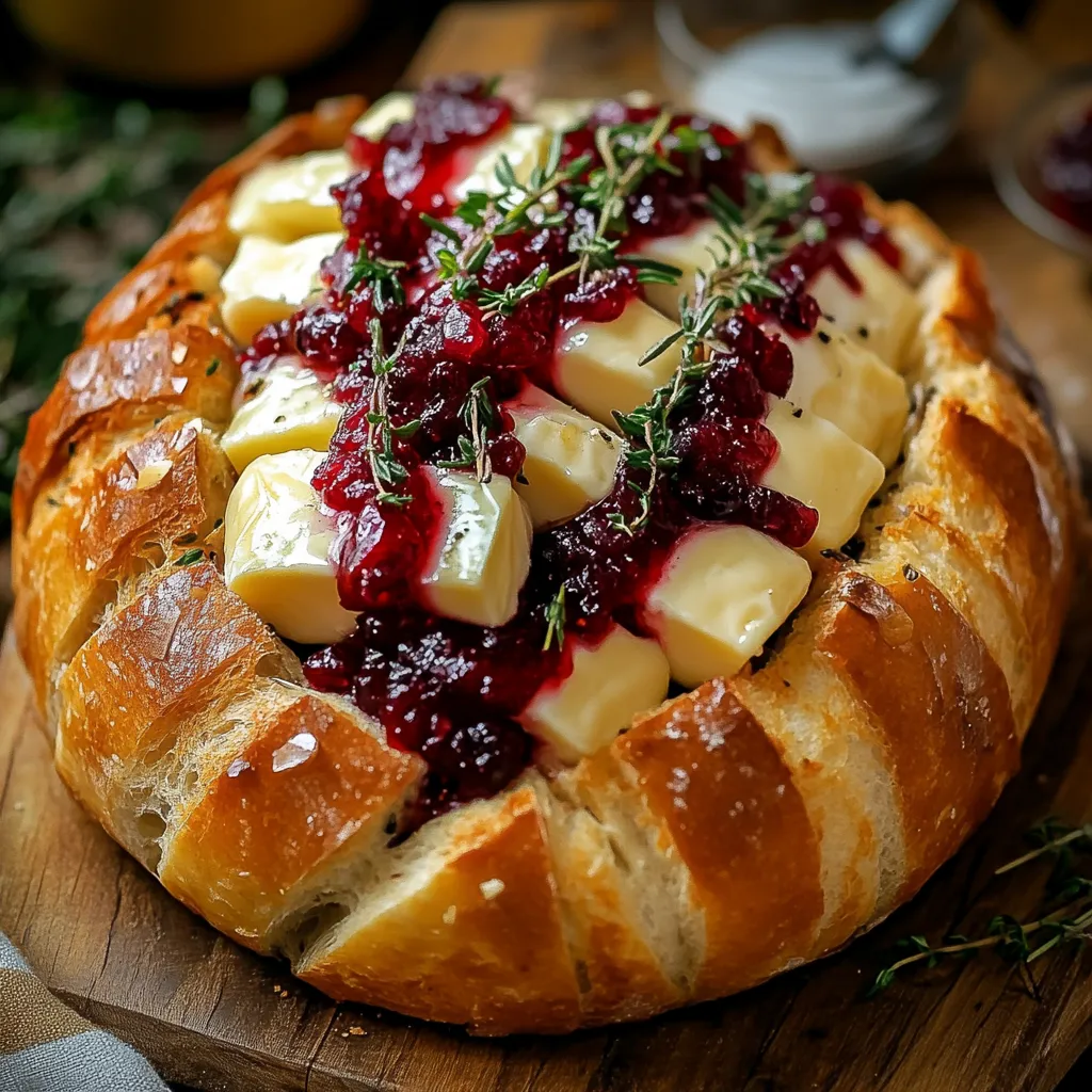 A baked pastry with cheese and berries.