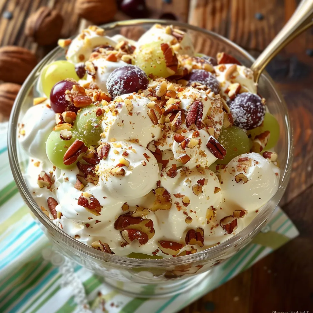 A bowl of fruit with nuts on top.