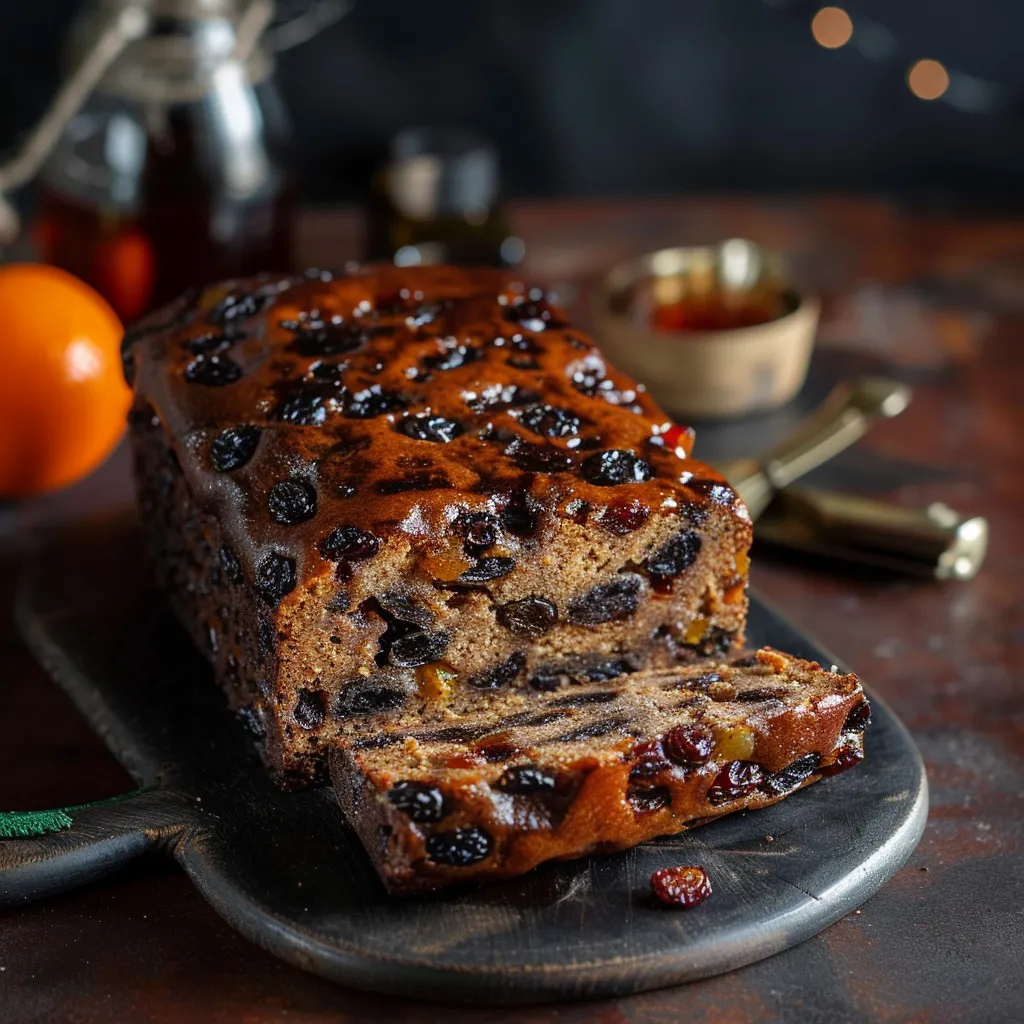 A loaf of bread with raisins and cranberries.