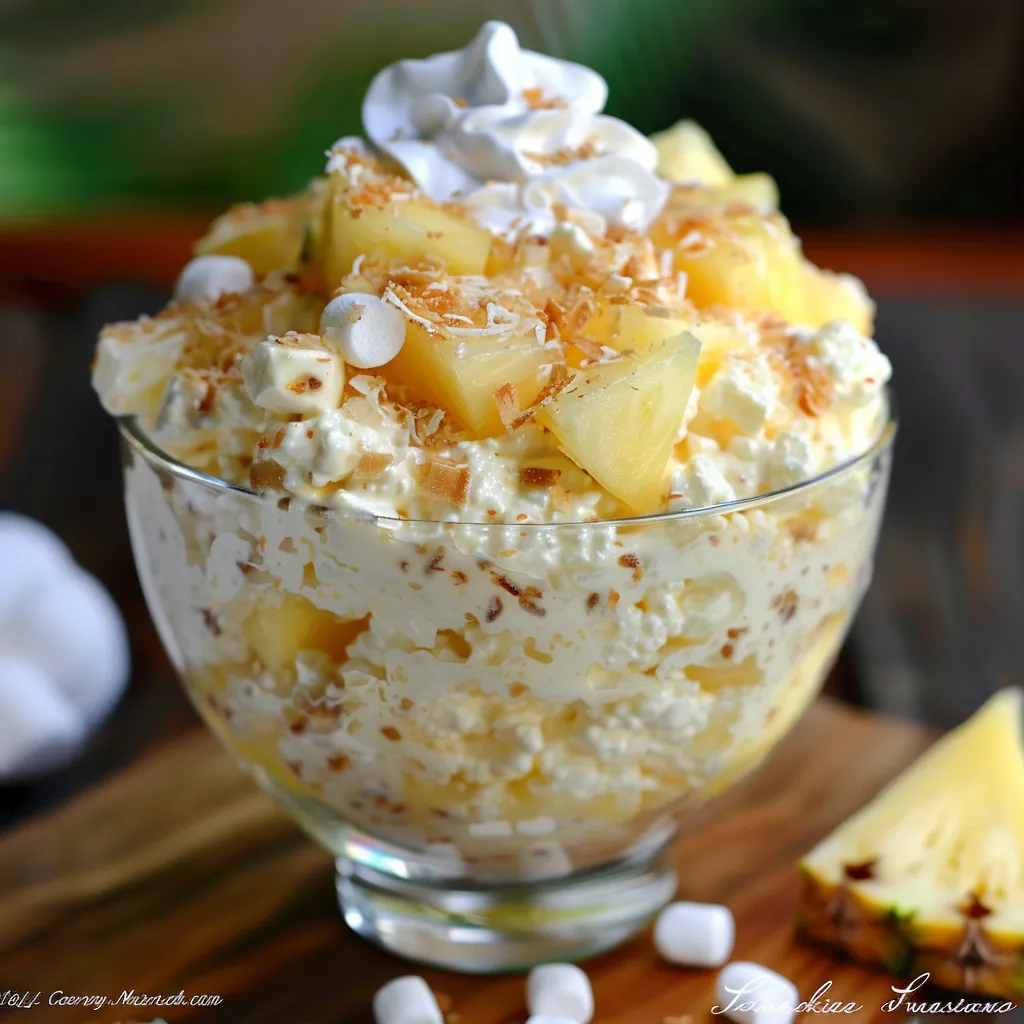 A bowl of fruit salad with whipped cream on top.