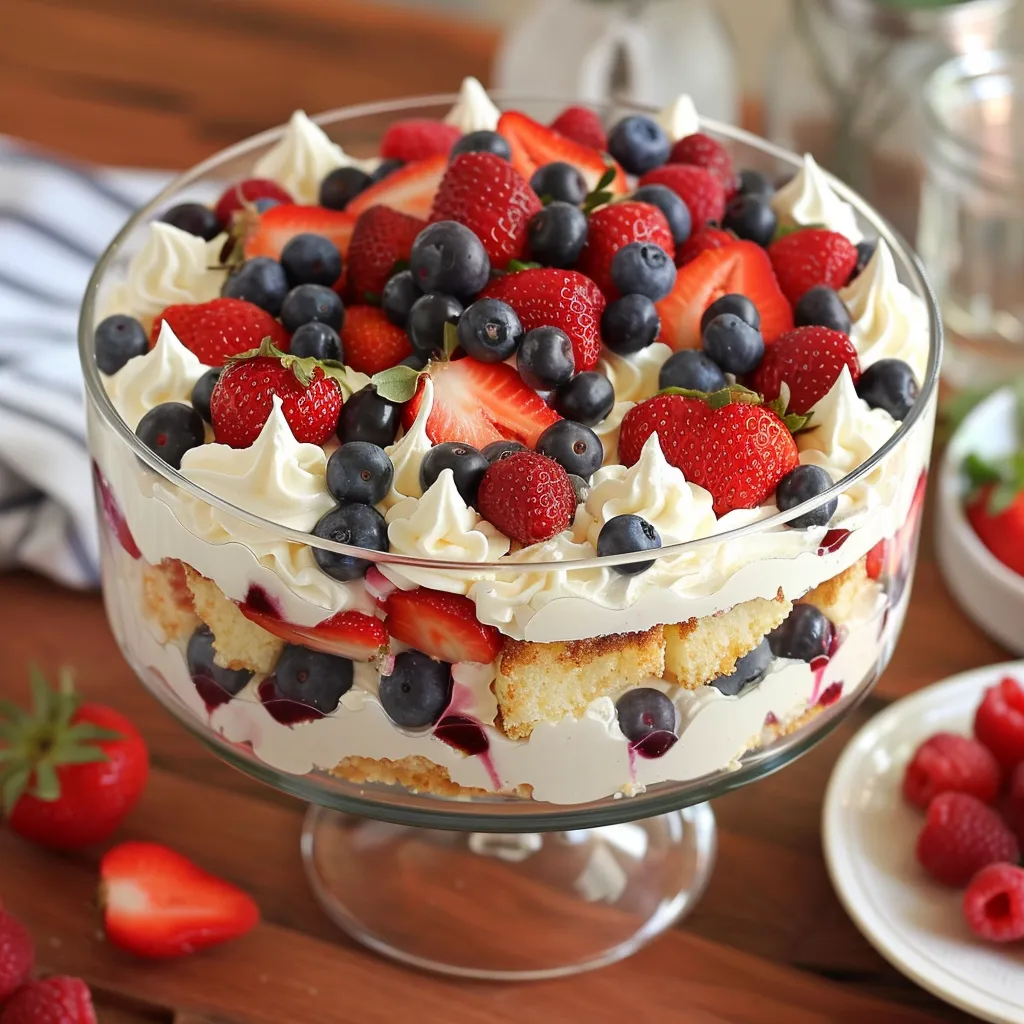 A cake with strawberries and blueberries on top.