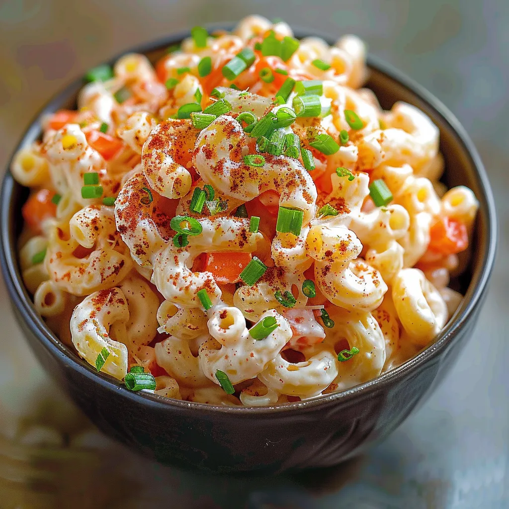 A bowl of macaroni and cheese with green onions.