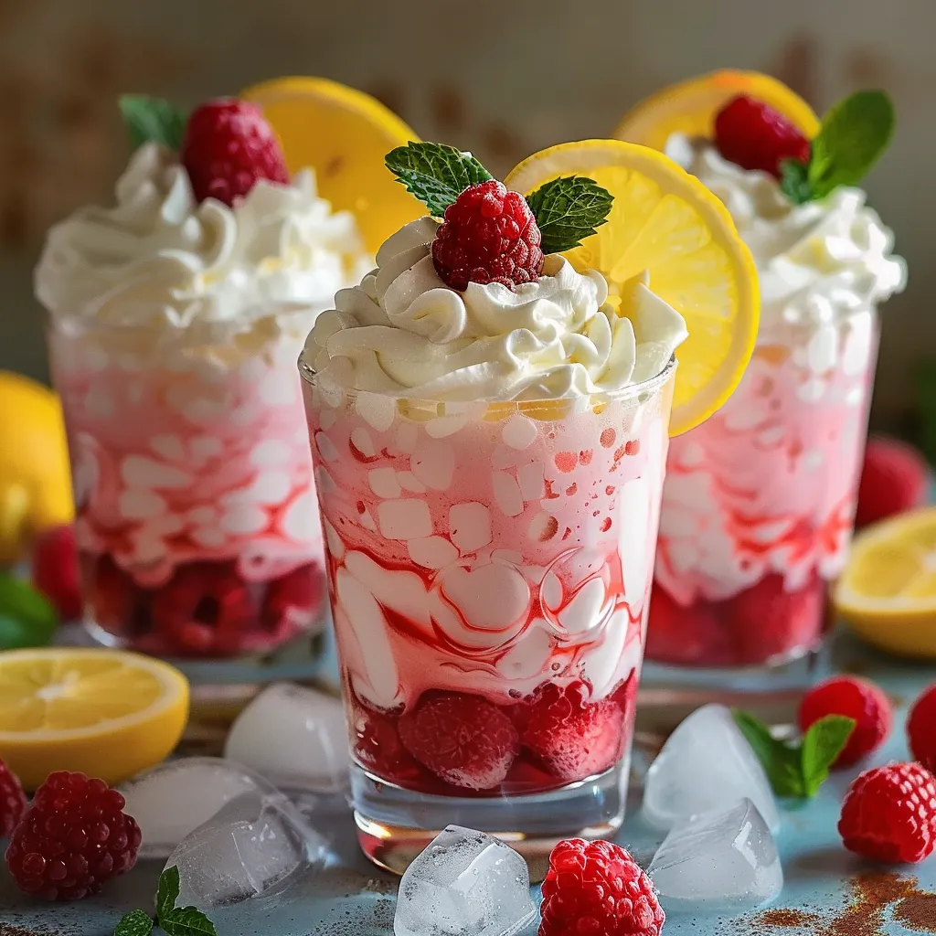 Three glasses of strawberry and lemonade.