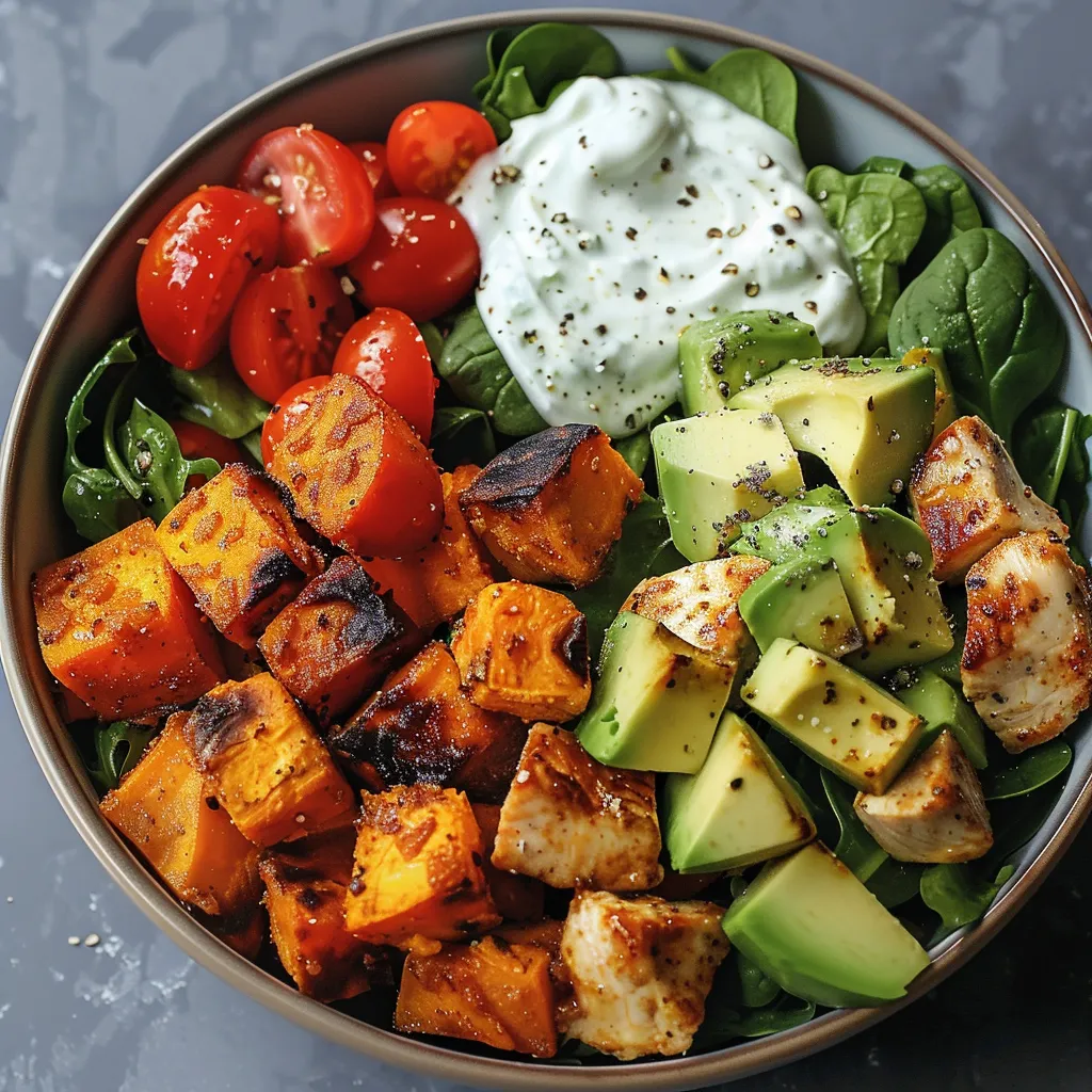A bowl of food with a variety of ingredients.