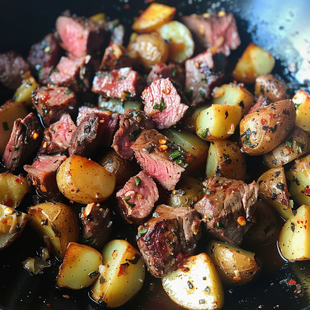 A bowl of meat and potatoes.