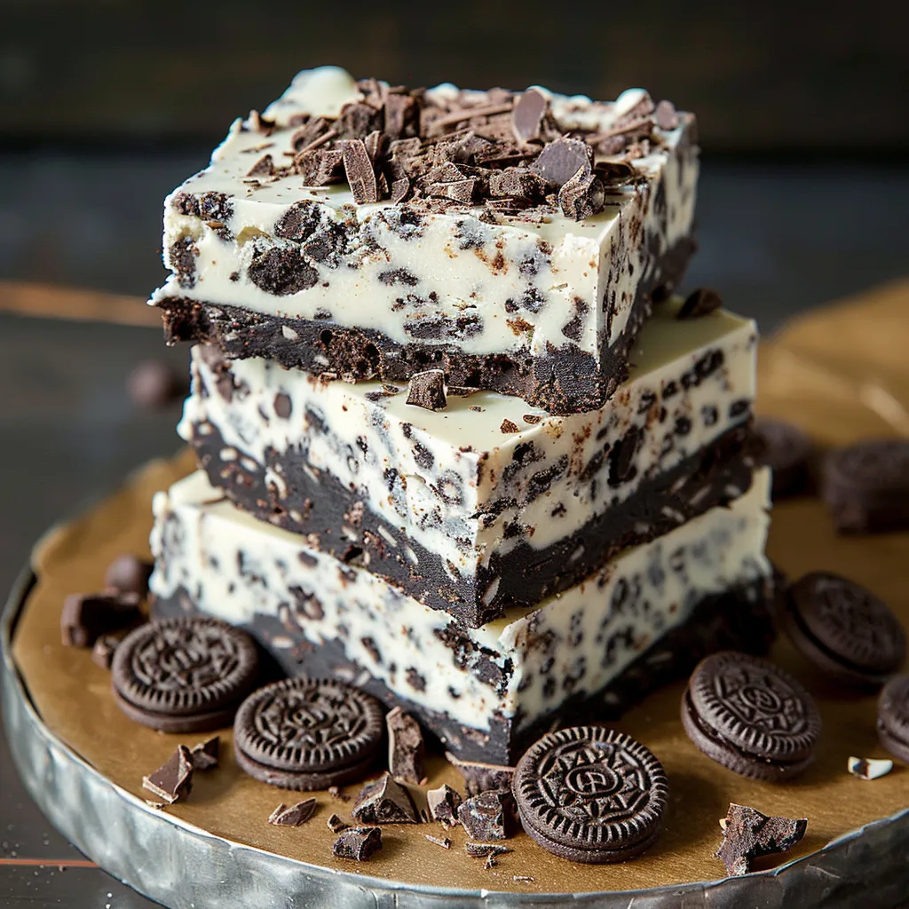 A stack of chocolate and white cake bars.