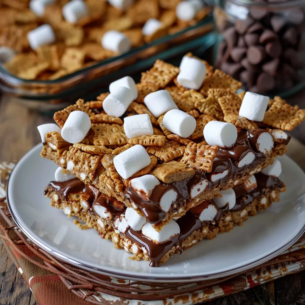 A plate of marshmallows and chocolate.