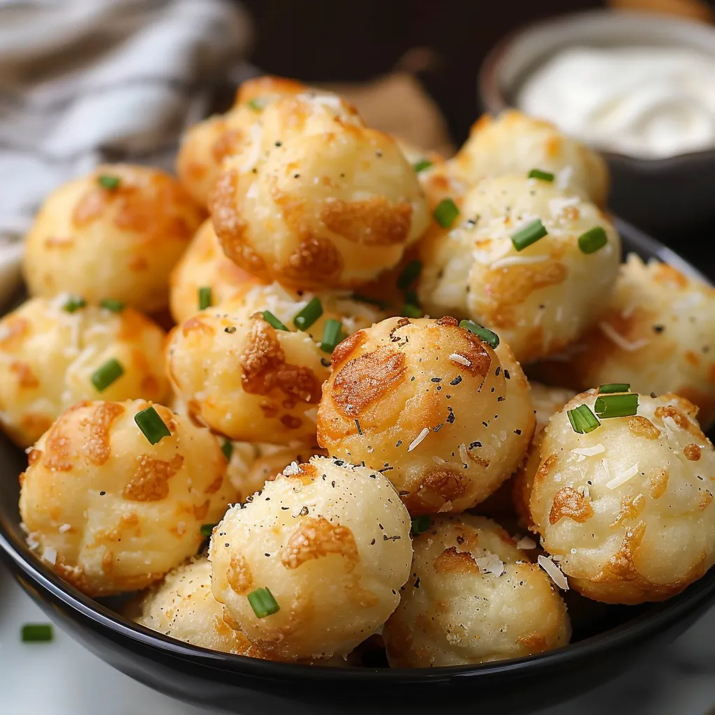A bowl of cheese balls.