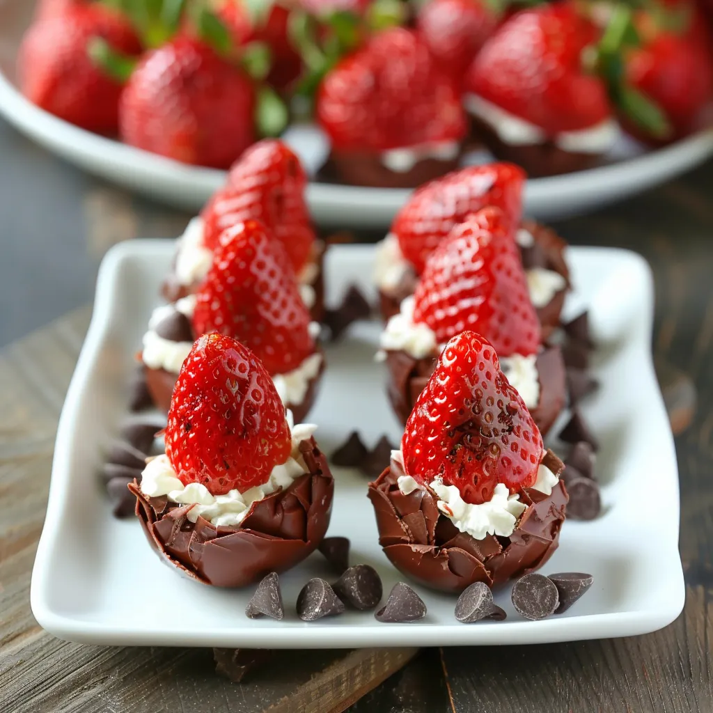 A plate of chocolate covered strawberries.