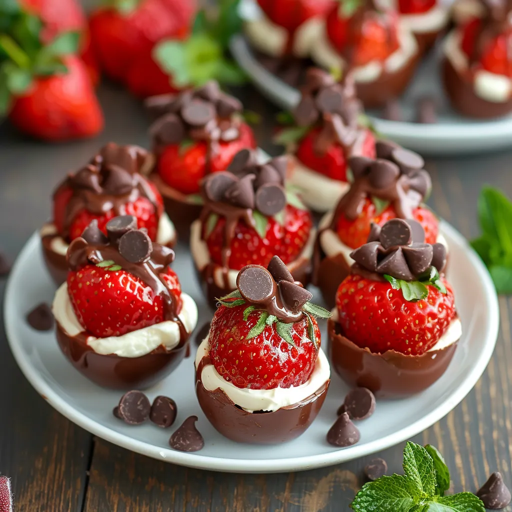A plate of chocolate covered strawberries.