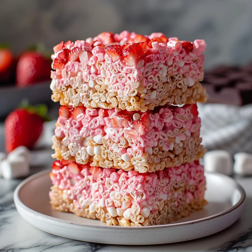 A stack of three strawberry shortcake bars.