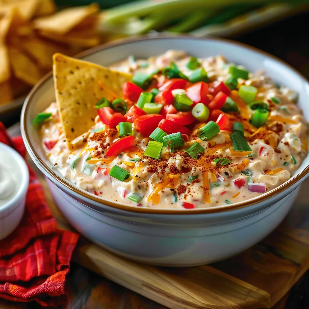 A bowl of food with a tortilla chip on top.