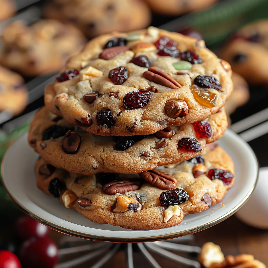 A stack of cookies on a plate.
