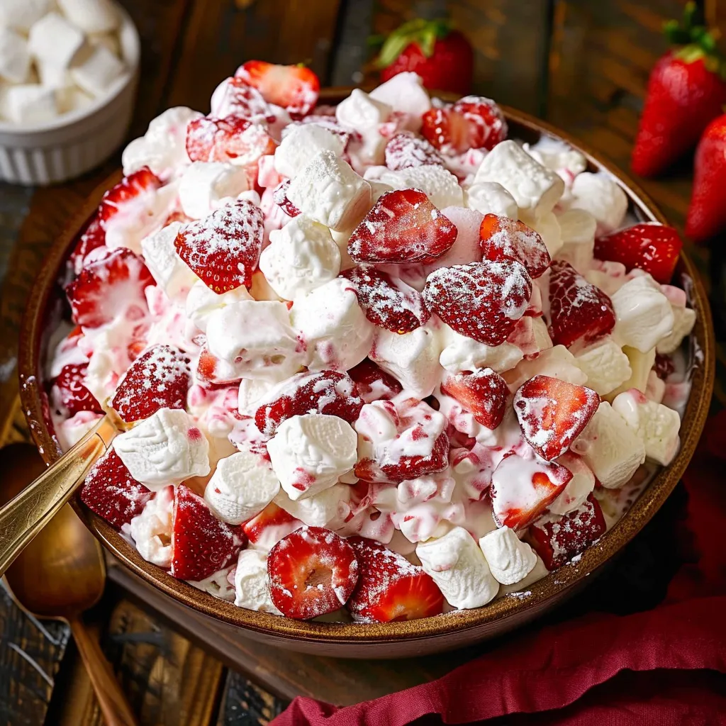 A bowl of strawberries and whipped cream.