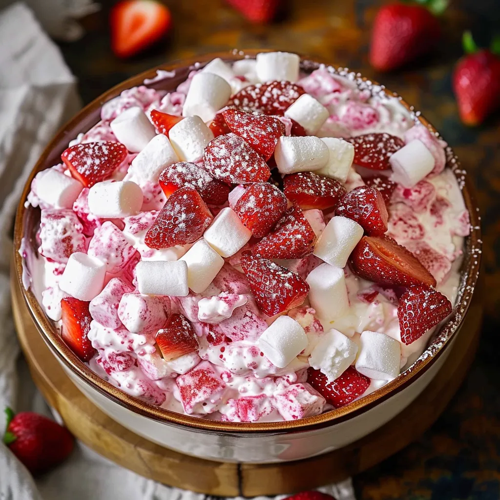 A bowl of strawberries and whipped cream.