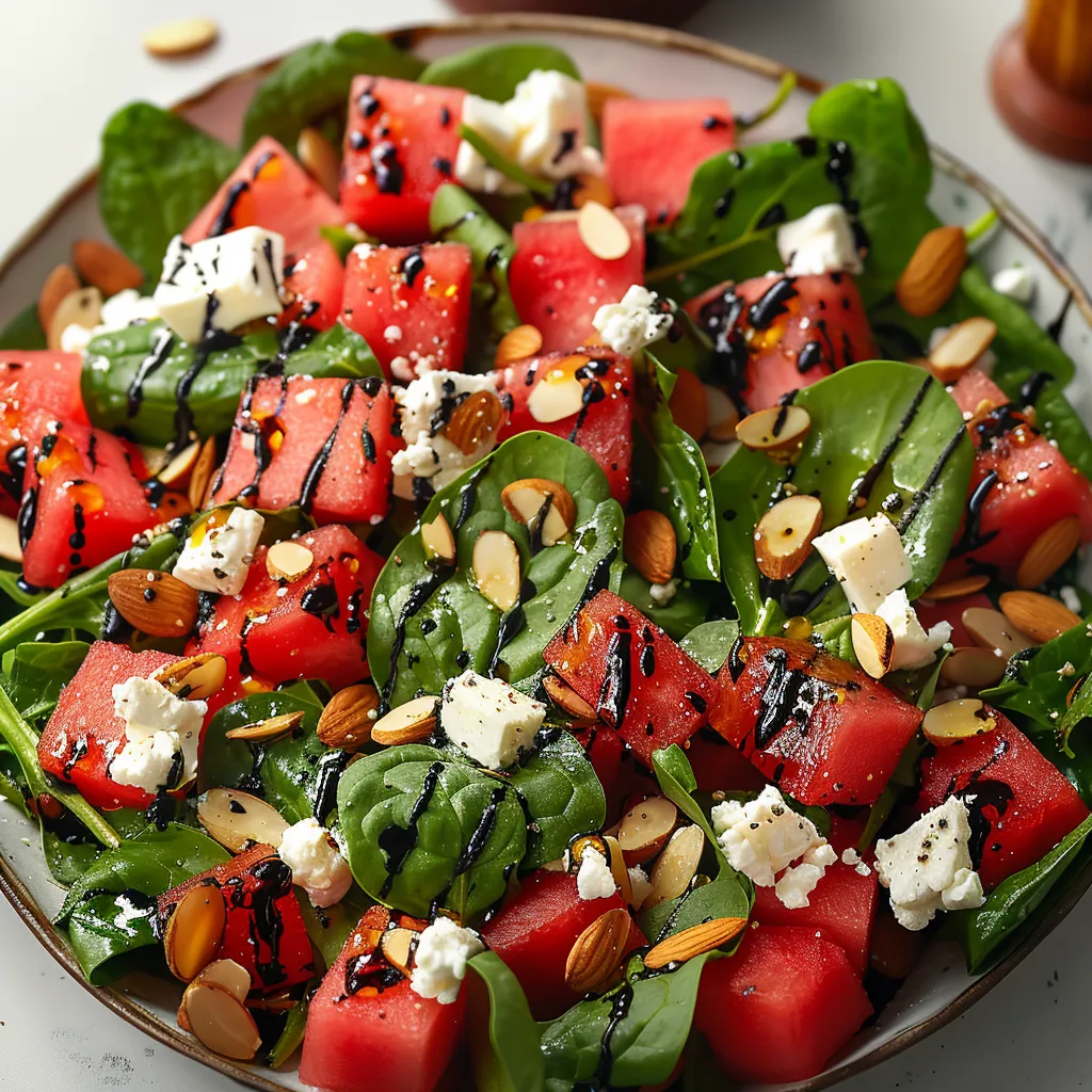 A plate of salad with feta cheese and pine nuts.