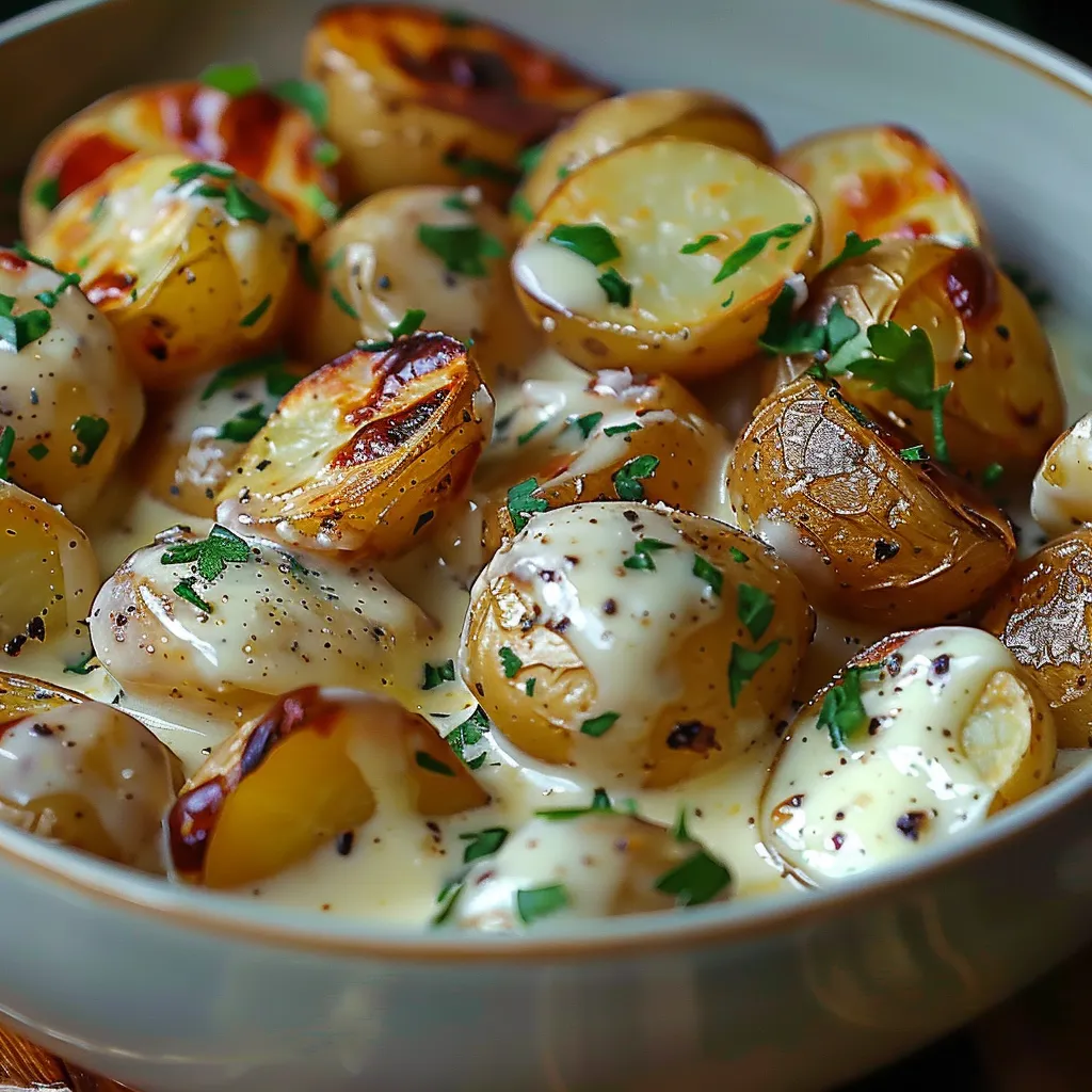 A bowl of food with potatoes and cheese.