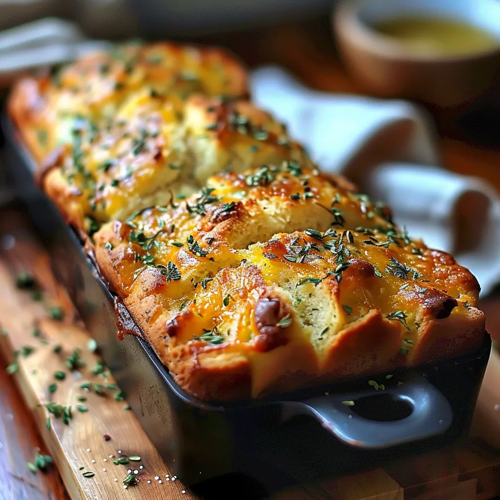 A loaf of bread with herbs on top.
