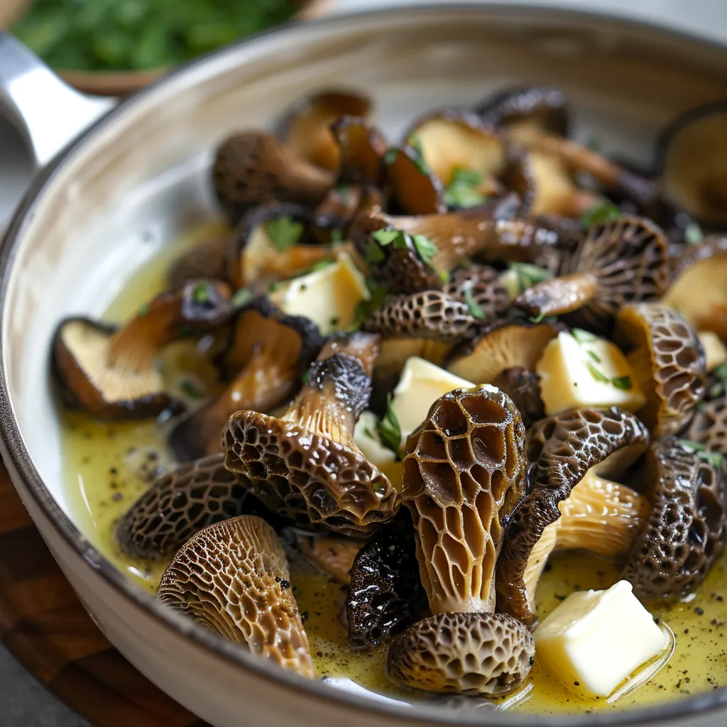 A bowl of mushrooms with butter.