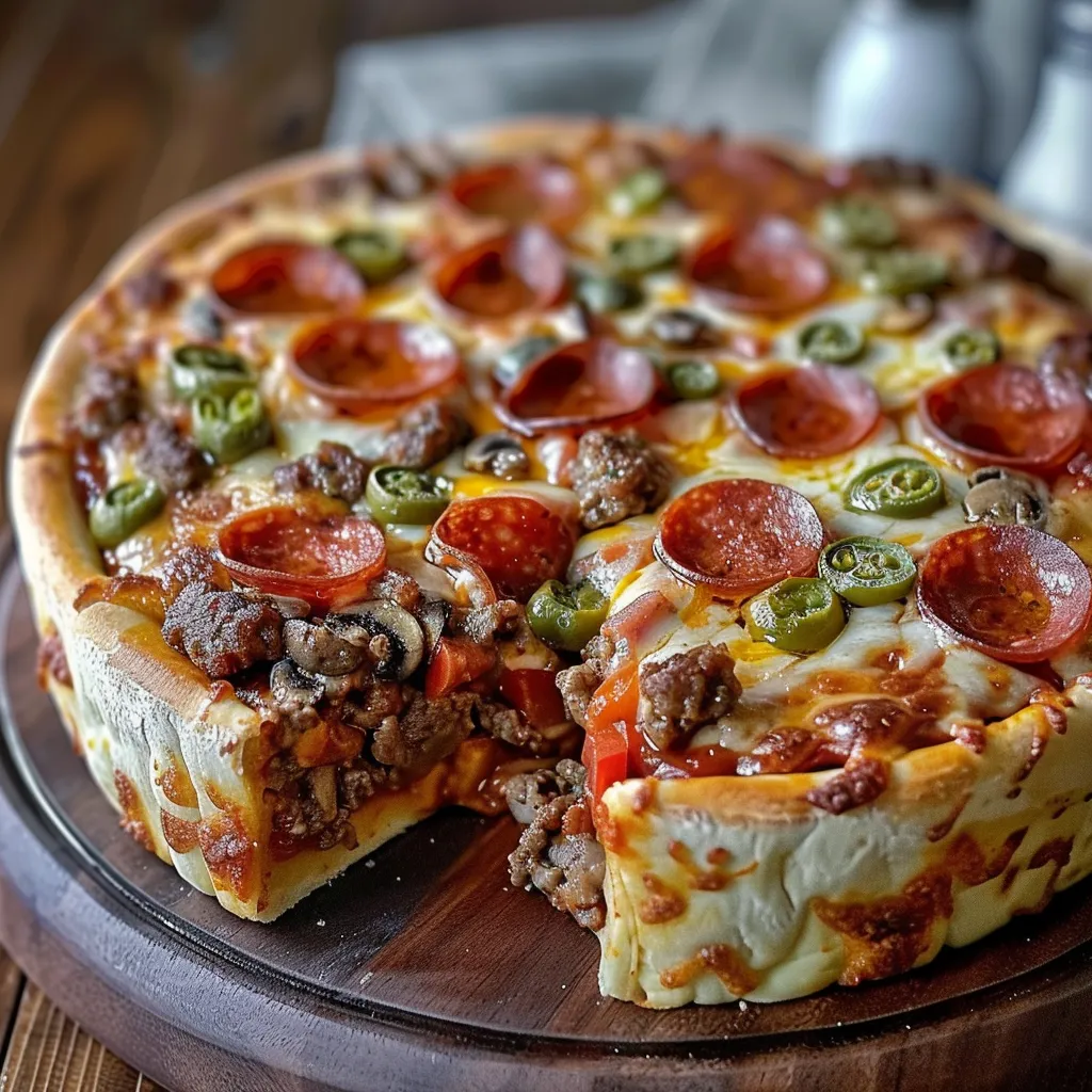 A slice of pizza with pepperoni and sausage.