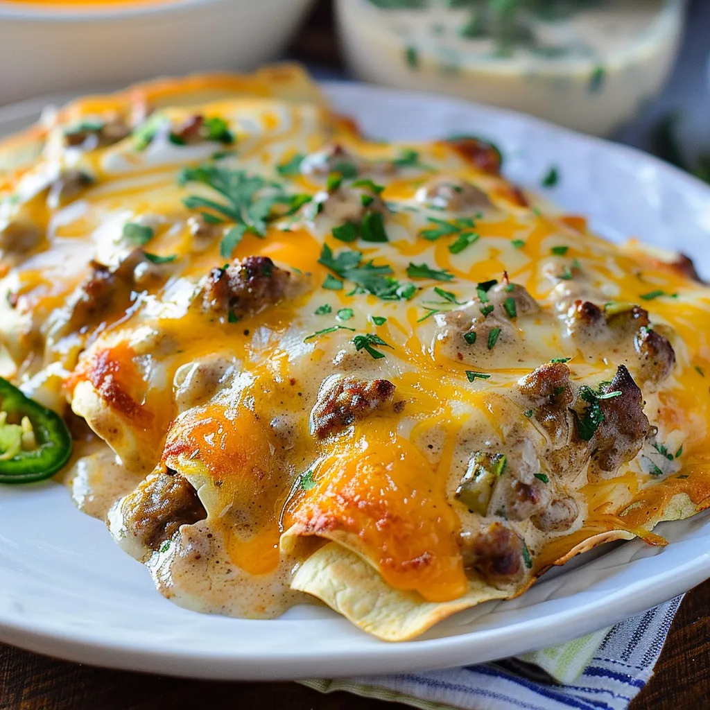 A plate of food with a cheese and meat topping.