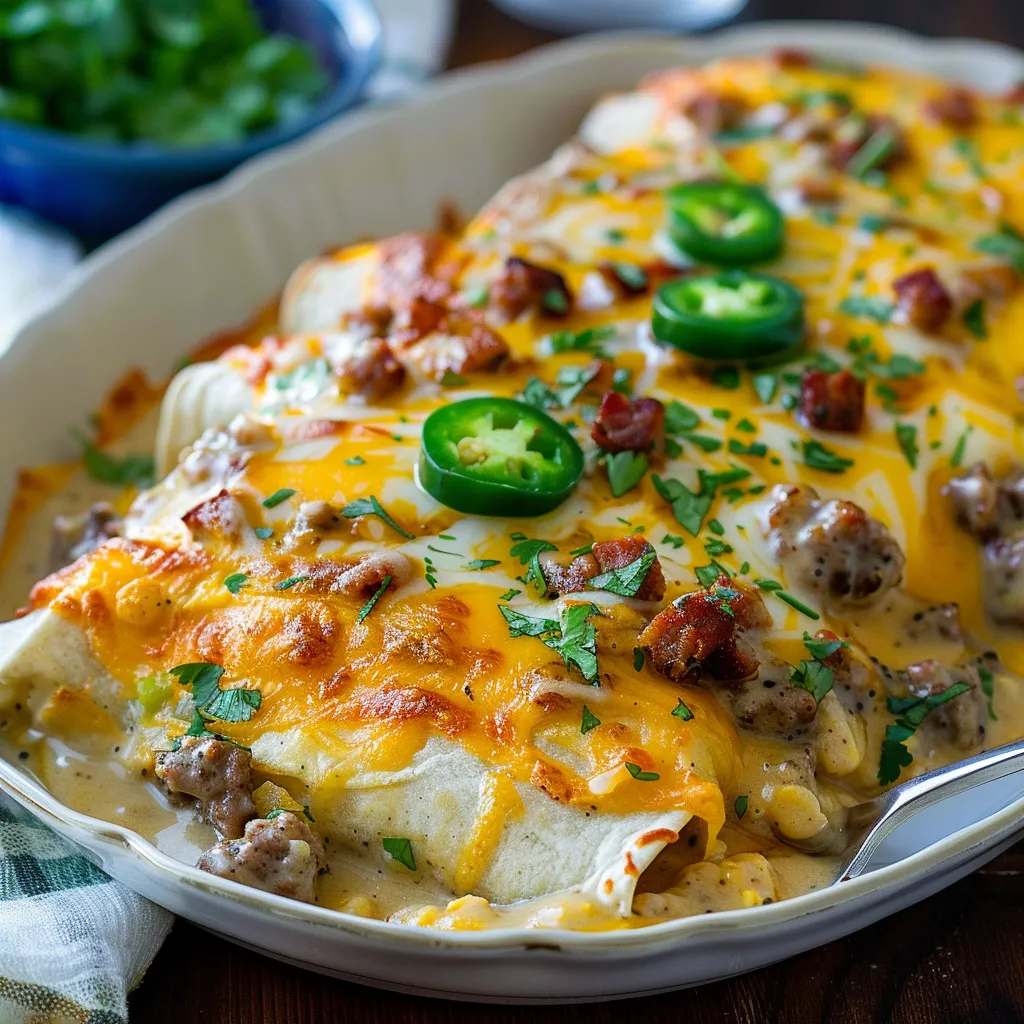 A plate of food with jalapenos on top.