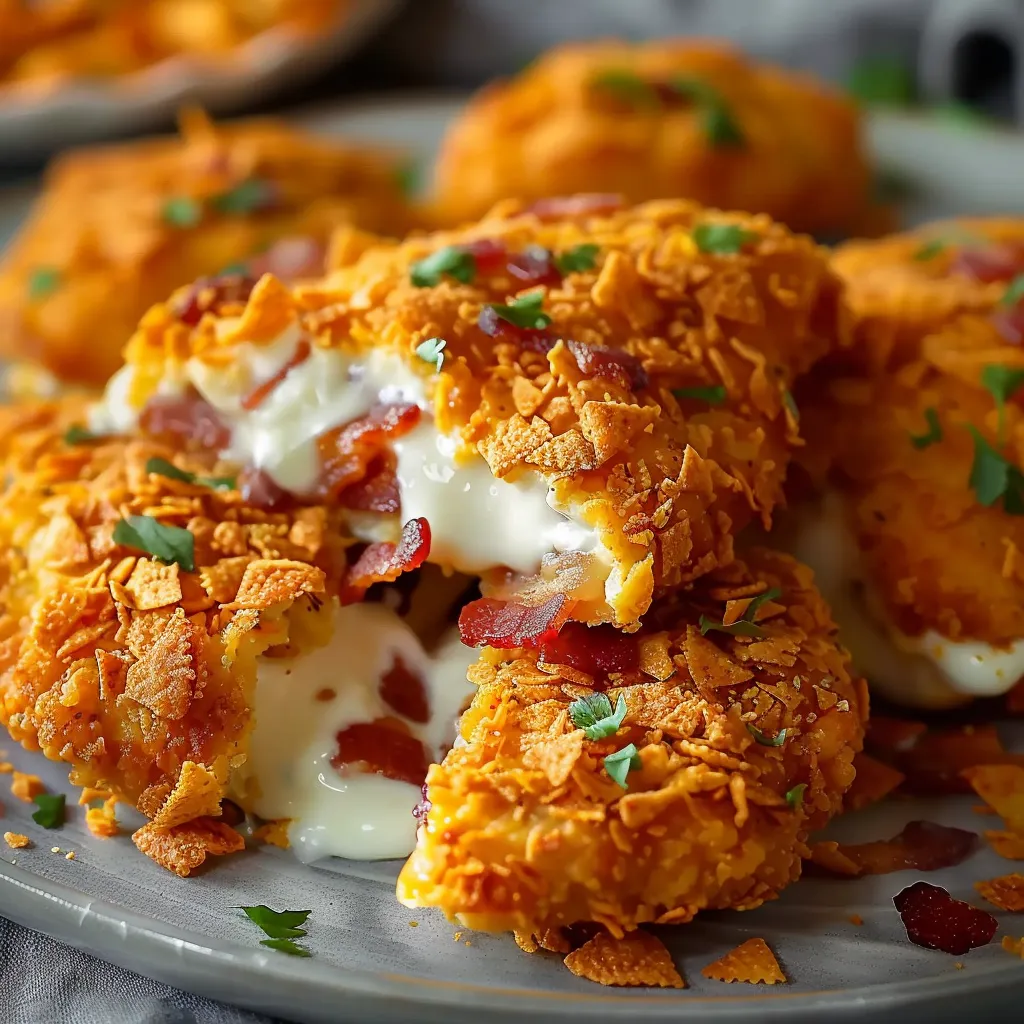 A plate of bacon and cheese covered chicken bites.