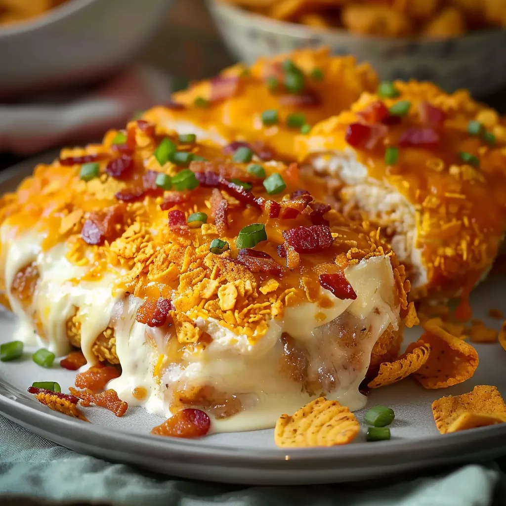 A plate of food with bacon and cheese.