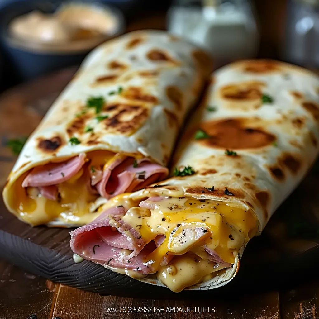 A sandwich with meat and cheese.