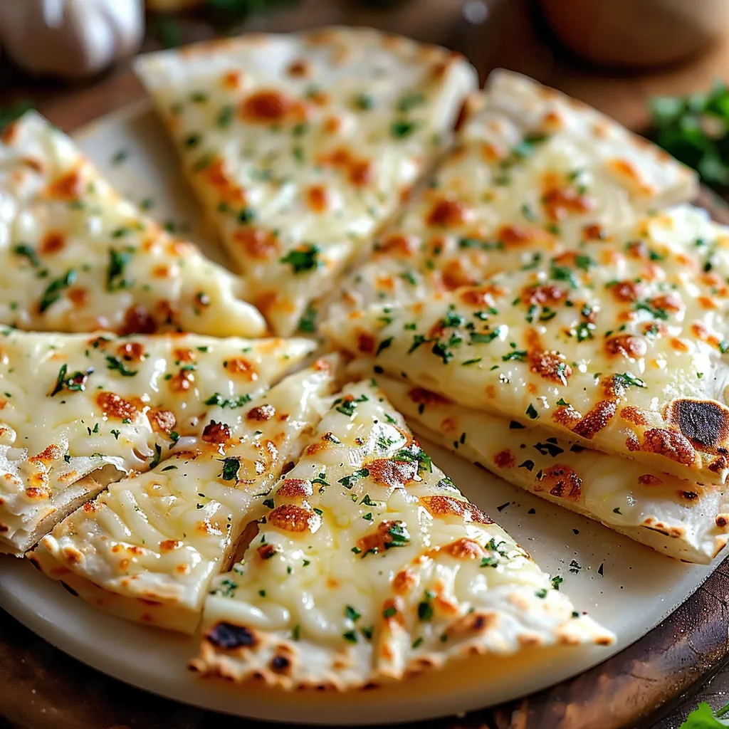 A pizza with cheese and herbs on top.