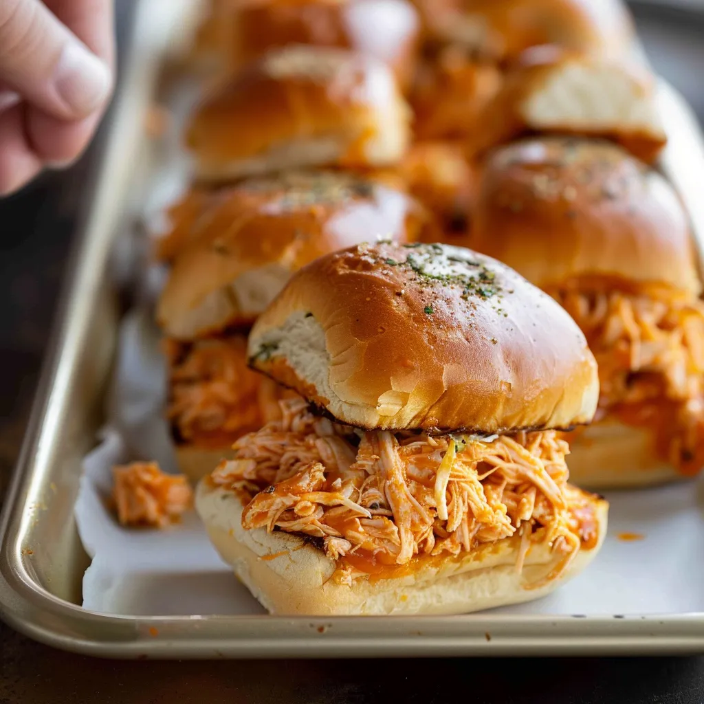 A tray of sandwiches with meat and cheese.
