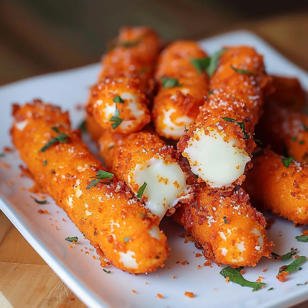 A plate of cheese sticks.