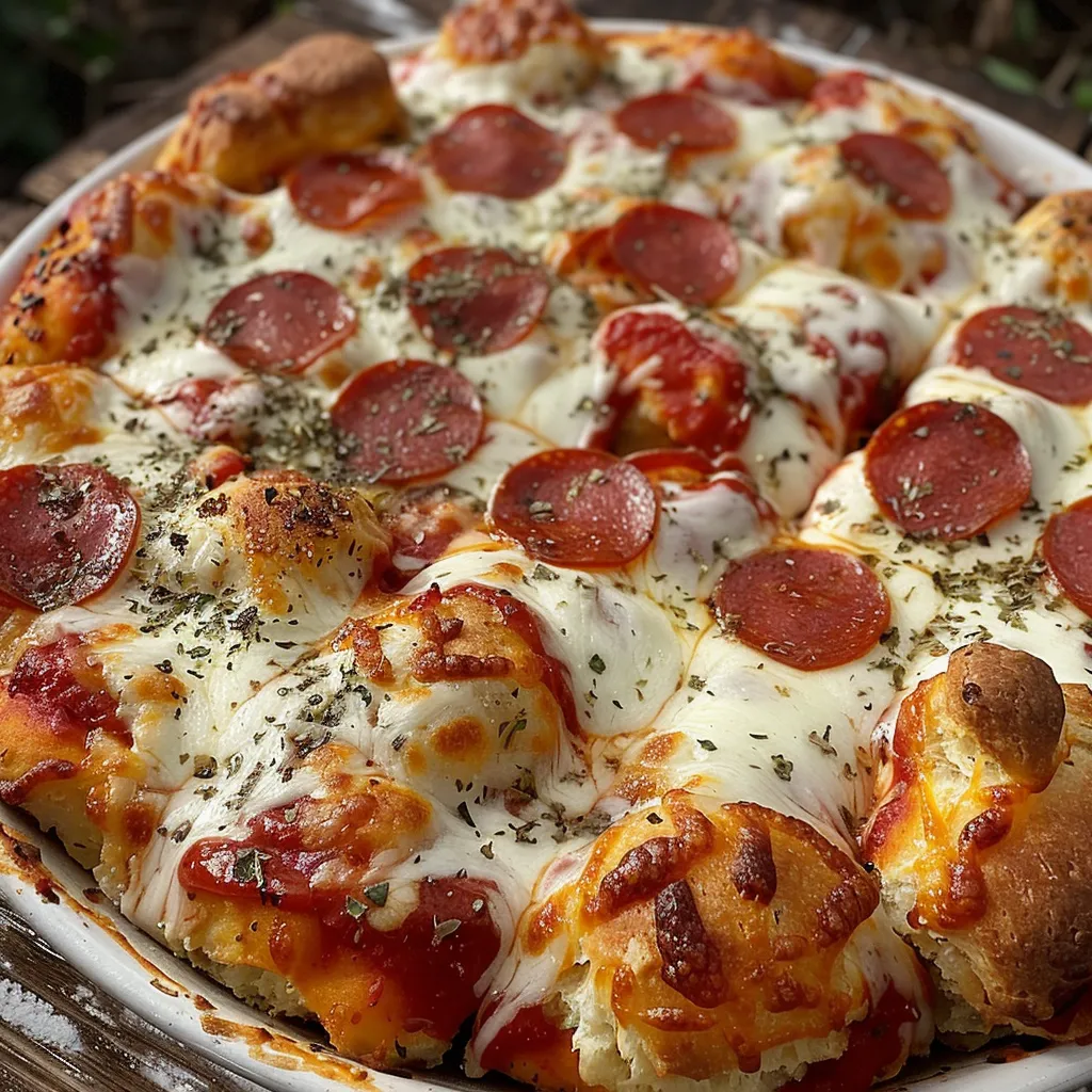 A pizza with pepperoni and cheese.