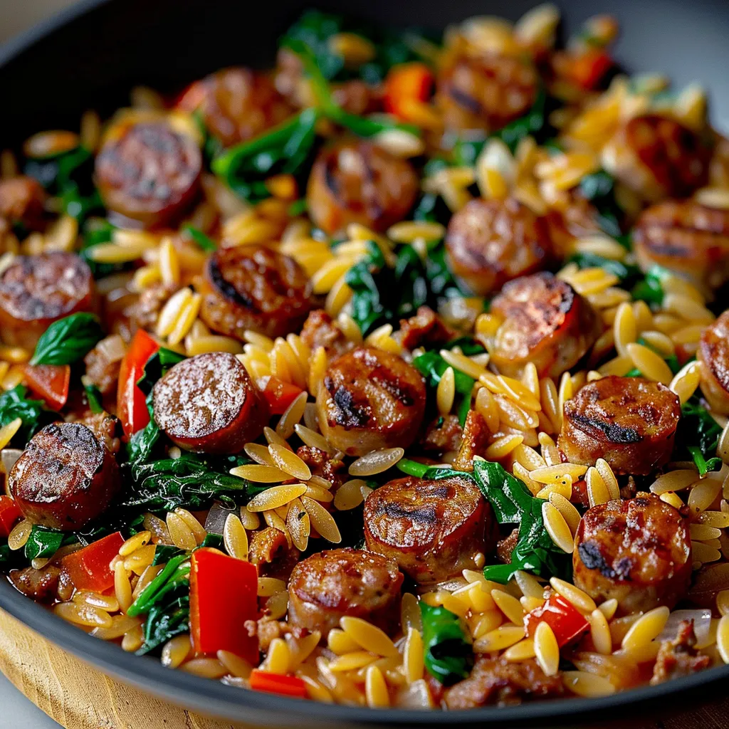 A bowl of sausage and rice.