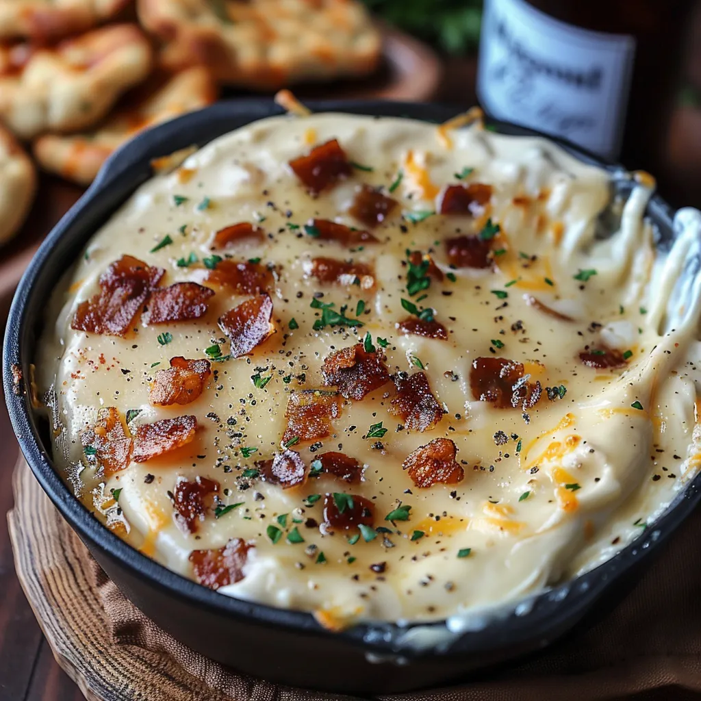 A bowl of bacon and cheese soup.