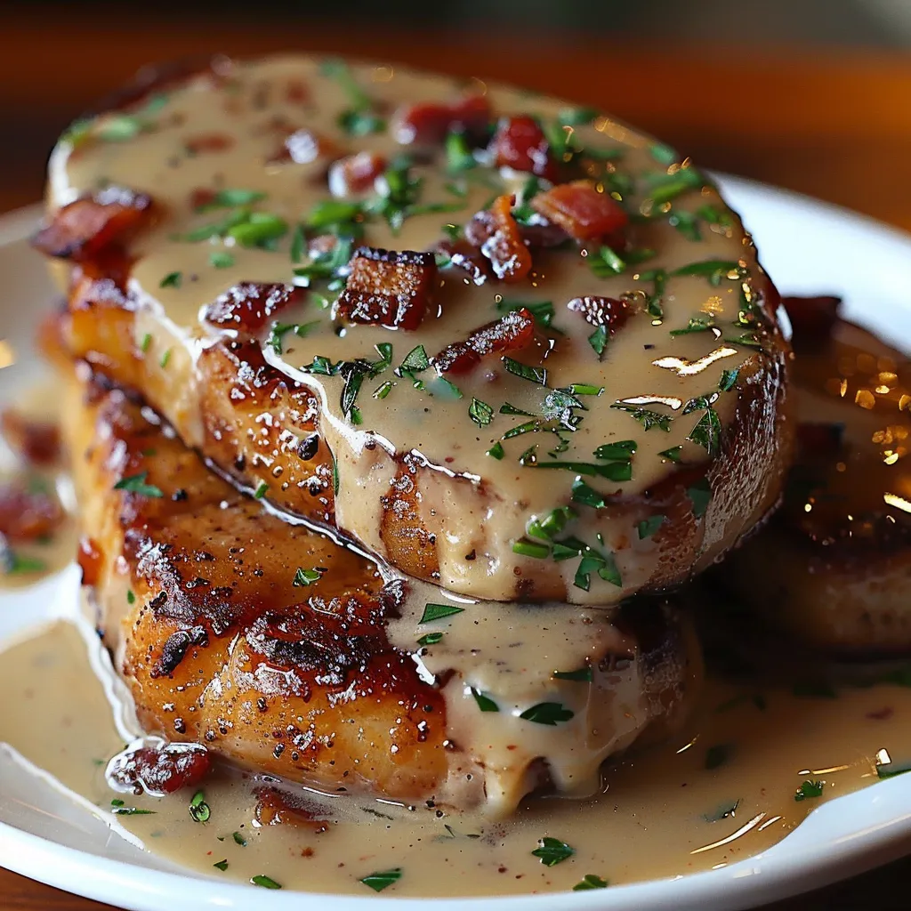 A plate of meat covered in gravy.