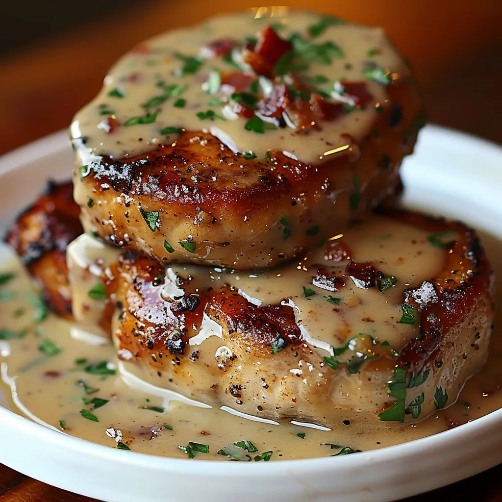 A plate of meat covered in gravy.