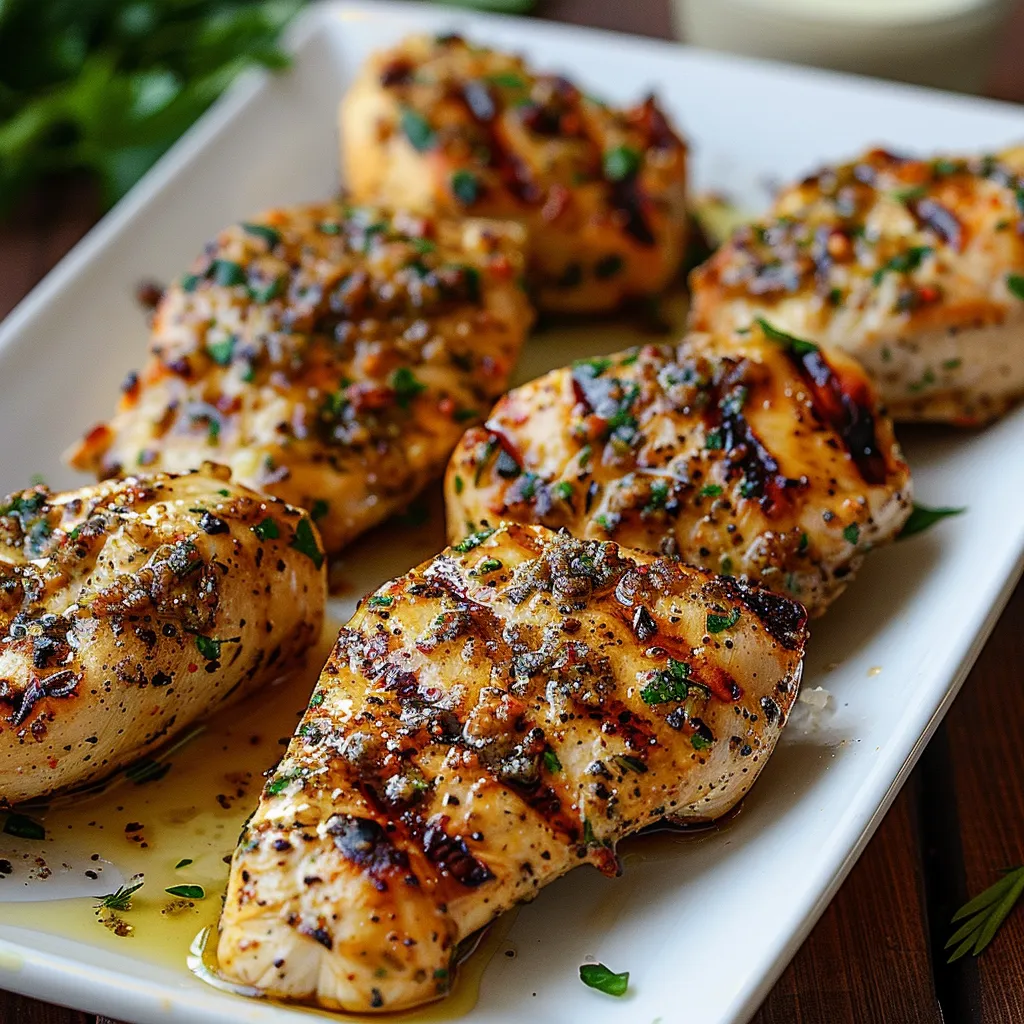 Chicken with spices on a white plate.