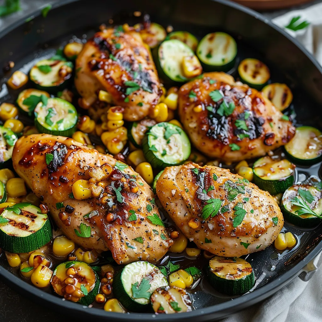 A pan of chicken and vegetables.