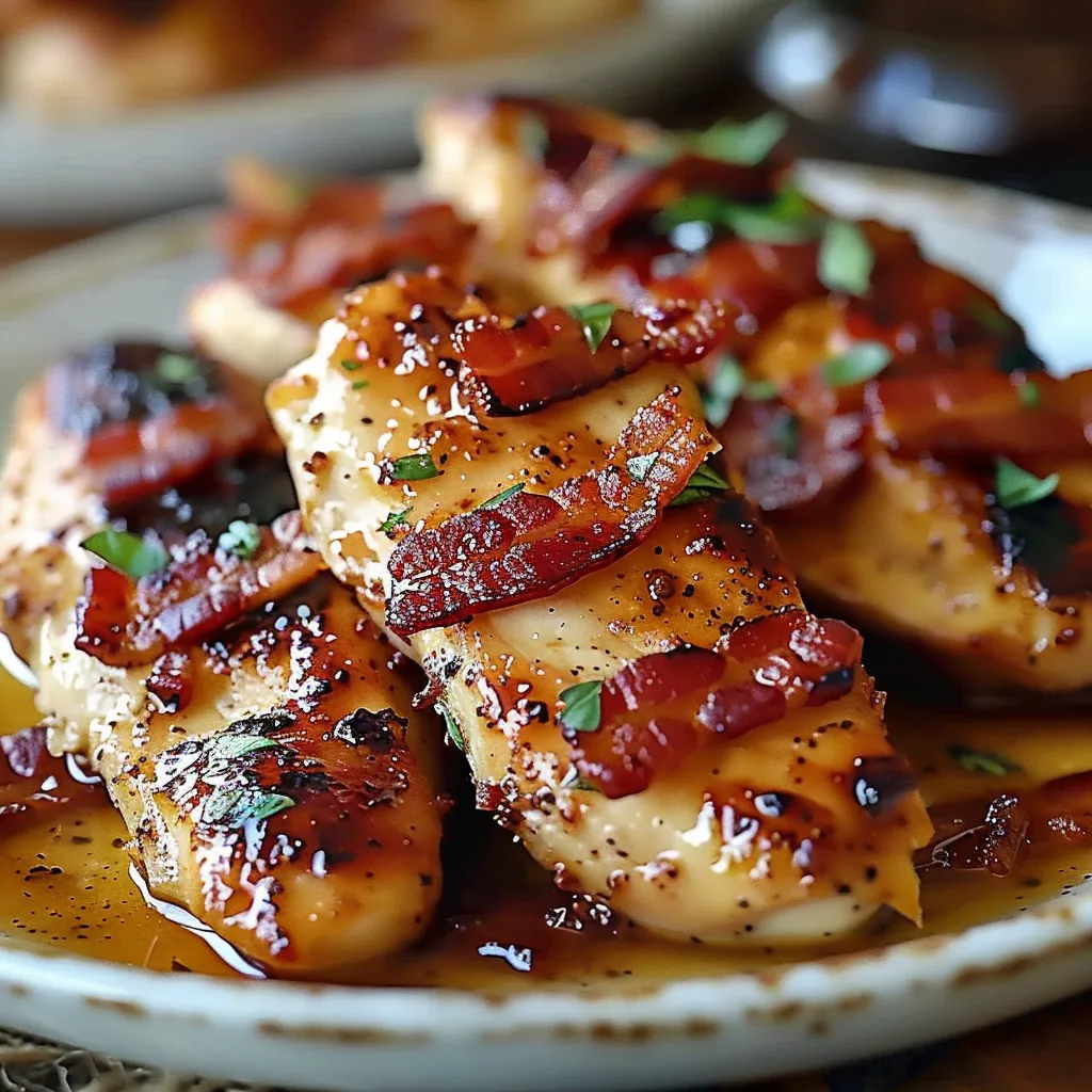 A plate of bacon covered in sauce.