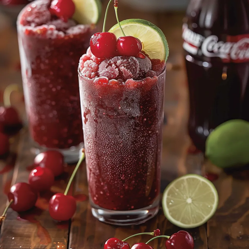 Cherry coke with a slice of lime.