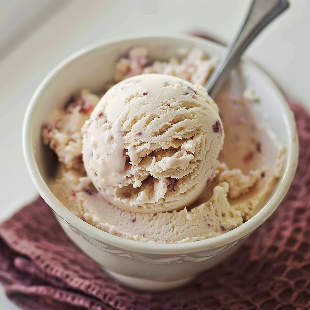 A bowl of ice cream with a spoon in it.
